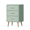 Oikiture 3 Chest of Drawers Tallboy Green