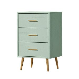 Oikiture 3 Chest of Drawers Tallboy Green