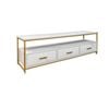 Foret Tv Cabinet Entertainment Unit High Gloss Marble Pattern Metal Frame 140cm