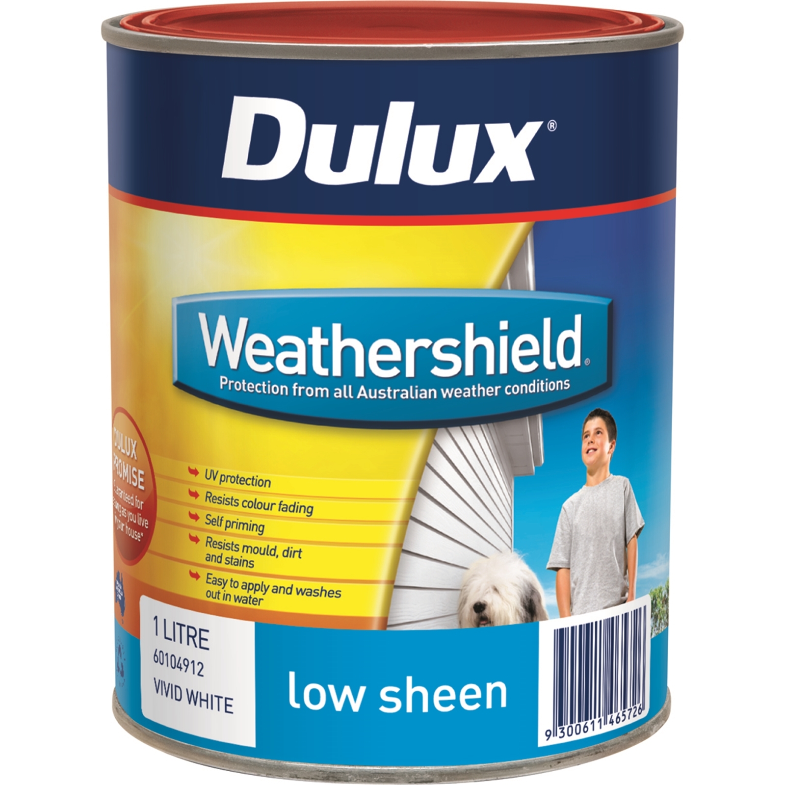 Dulux Weathershield 1L Low Sheen Vivid White Exterior Paint product image