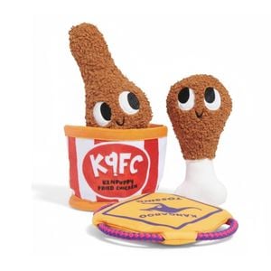 Bark-Toys-Au Kangaroo Tossing & Kenpuppy Fried Chicken Plush Dog Toy Bundle