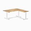 Desky Hardwood L-shape Sit Stand Desk - Acacia / 1500x750x1550x500mm / White