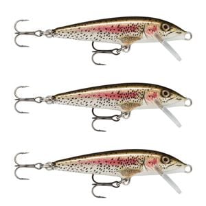 3x Rapala 7cm Original Floating Minnow Hard Body Fishing Lures - Rainbow Trout