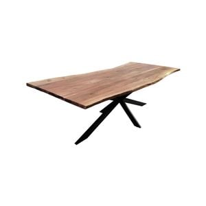 Lantana Dining Table 240cm Live Edge Solid Acacia Timber Wood Metal Leg -Natural