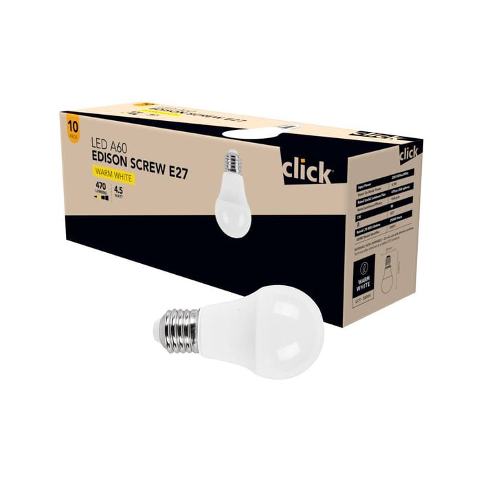 Click A60 ES LED 470lm Warm White 4.5W Globe - 10 Pack