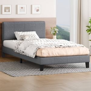 Alfordson Bed Frame King Single Mattress Base Platform Fabric Grey Linus