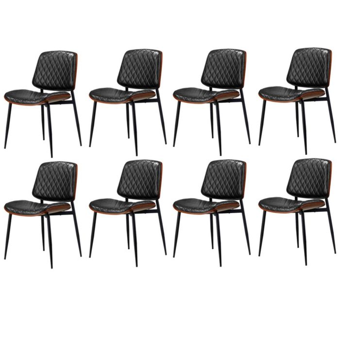 Oikiture 8x Dining Chairs Retro Faux Leather Black