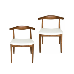Sd House Set Of 2 - Hans Wegner Replica Ch20 Elbow Dining Chair - Walnut Frame - White