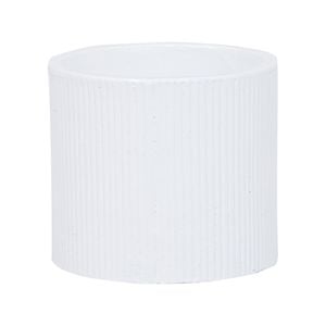 180 x 160mm White Medium Cylinder Linear Ceramic Pot
