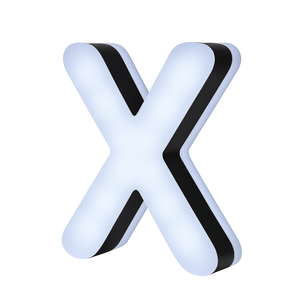 Lit Up 3D Led Letter X Illuminated Opal Acrylic 100mmHx80mmWx23mmD
