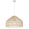Telbix Frya Contemporary Pendant Hanging Lamp Light Metal Rattan Natural White