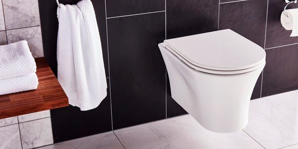 Black tiles - White toilet - Bathroom - Medium