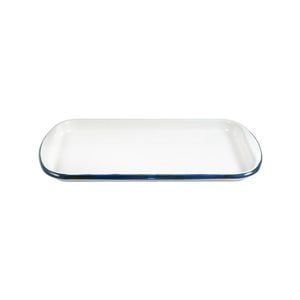 Urban Style Enamelware 32cm Porcelain w/ Blue Rim Tray White - White
