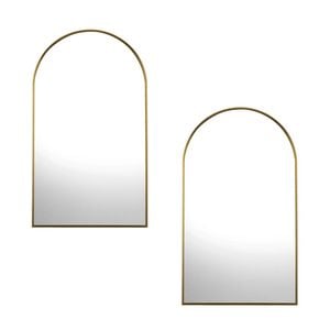 Oikiture Wall Mirrors 86x50cm Arched Gold Set of 2 Home Decor