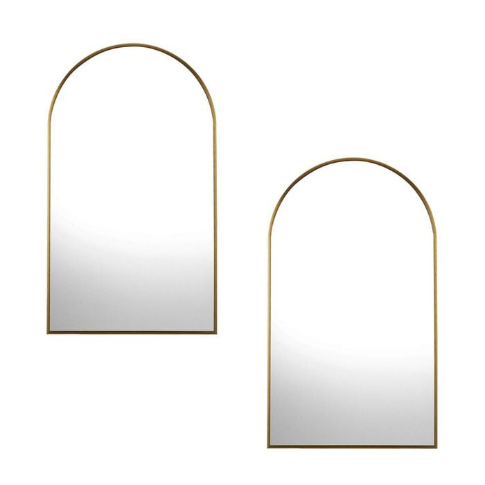 Oikiture Wall Mirrors 86x50cm Arched Gold Set of 2 Home Decor