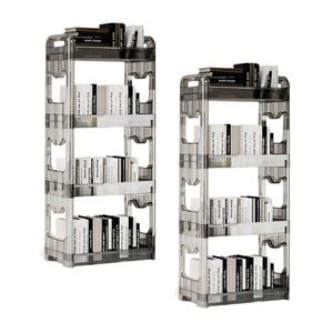 SOGA 2X 38x24cm Clear 3-Tier Bookshelf  Storage Organizer