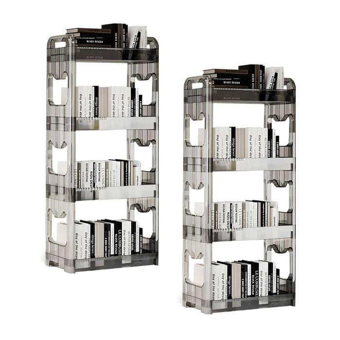 SOGA 2X 38x24cm Clear 3-Tier Bookshelf  Storage Organizer
