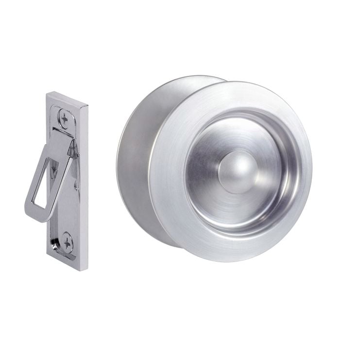 Gainsborough Brushed Satin Chrome Circular Passage Sliding Cavity Door Set