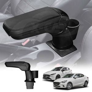 Central Armrest Storage Box with Cup Holder for Mazda 2 Hatch & Sedan 2014-Onwards DJ/DL Arm Rest