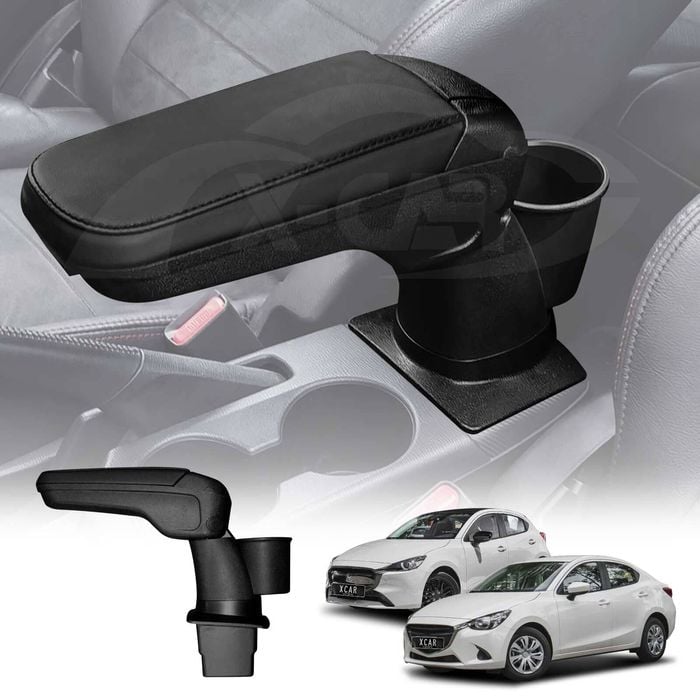 Central Armrest Storage Box with Cup Holder for Mazda 2 Hatch & Sedan 2014-Onwards DJ/DL Arm Rest