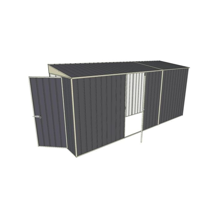 Build-A-Shed 1.2 x 4.5 x 2.0m Tunnel Shed Tunnel Hinged Door with 1 Hinged Side Door - Grey