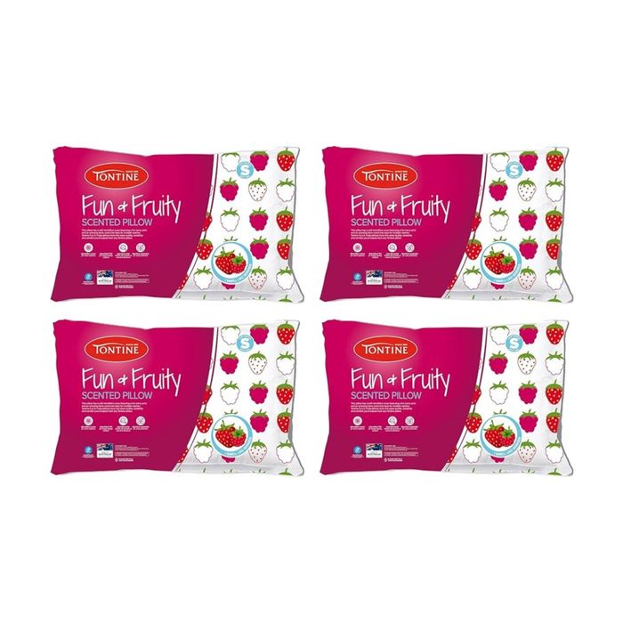 4PK Tontine Fun And Fruity Berry Print Kids Scented Soft Pillow Low Height