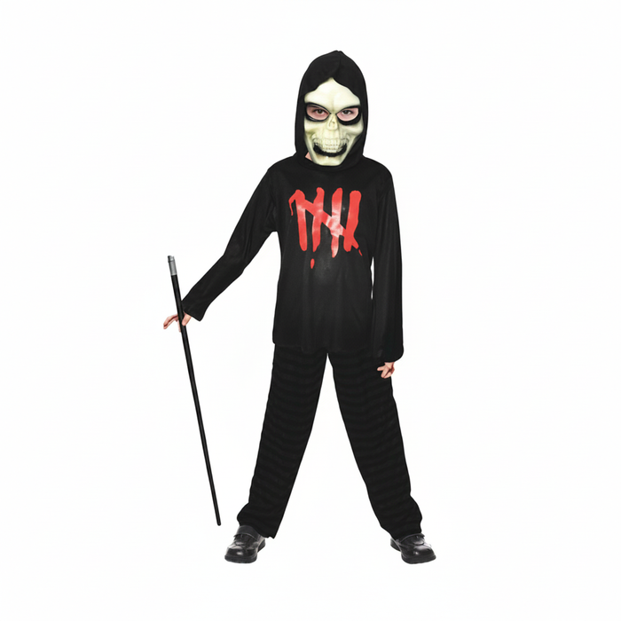 More Than Party Devil Reaper Kids Halloween Costume With Hood Mask 10-12y