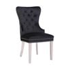 2x Dining Chairs Black Velvet Upholstery Wooden Frame