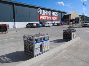 Gas bottle cages in the carpark of Bunnings' Tuggerah location