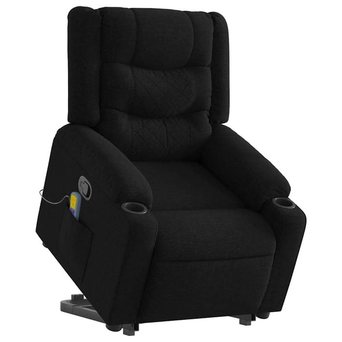 vidaXL Stand up Massage Recliner Chair Office Armchair Single Sofa Black Fabric