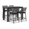 Santorini Outdoor 1.5m Rectangle Aluminium Table Charcoal With 4 Kansas Bar Stools & Denim Grey Cushions