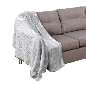 Bloomington Embossed Print Coral Fleece Throw 130 x 160 cm Grey Numbers