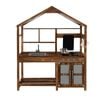 Costway Kids Wood Kitchen Playset Pretend Cooking Toy with Chalkboard