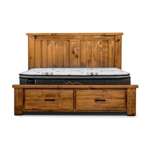 Camdenville King Bed Frame Storage Drawer Solid Pine Frame Oak