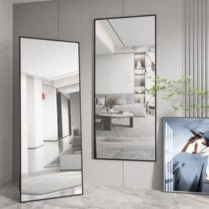 Oakory 165x60cm Rectangle Full Length Mirror, Floor Mirror With Aluminium Alloy Frame Black