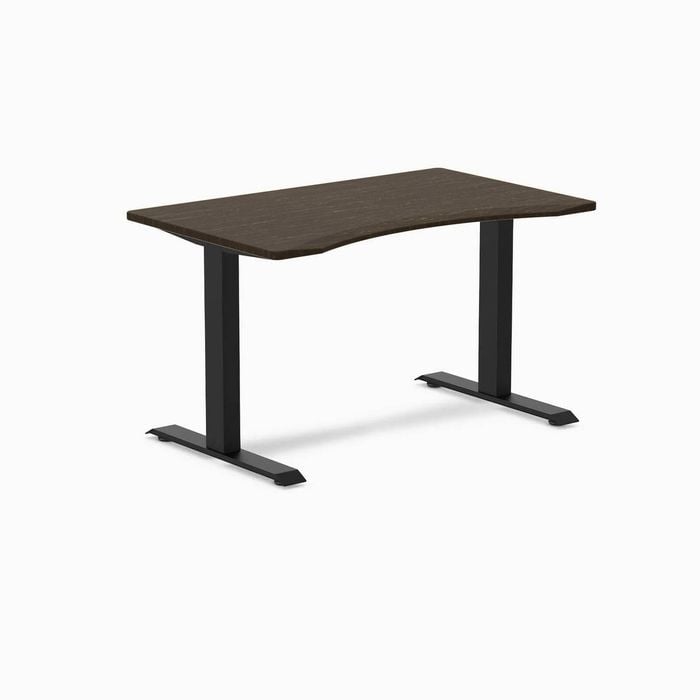 Desky Fixed Height Dark Bamboo Ergo Edge Desk 120x75cm Matte Black Leg