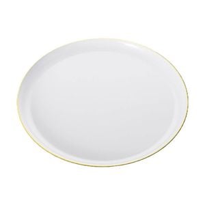 12x 10pc Partyware Heavy Duty Reusable Plates Set W/ Gold Rim 210mm White