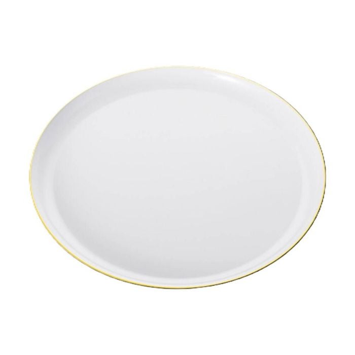 12x 10pc Partyware Heavy Duty Reusable Plates Set W/ Gold Rim 210mm White