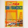 Galrie Vintage San Francisco Airline Travel Poster Golden Gate Bridge Art, Wood Frame, A1 60 x 84cm (23 x 33inch)