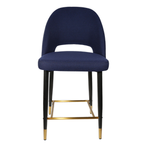 Durafurn 650mm High Navy Fabric Semifreddo Counter Stool with Black Metal Legs