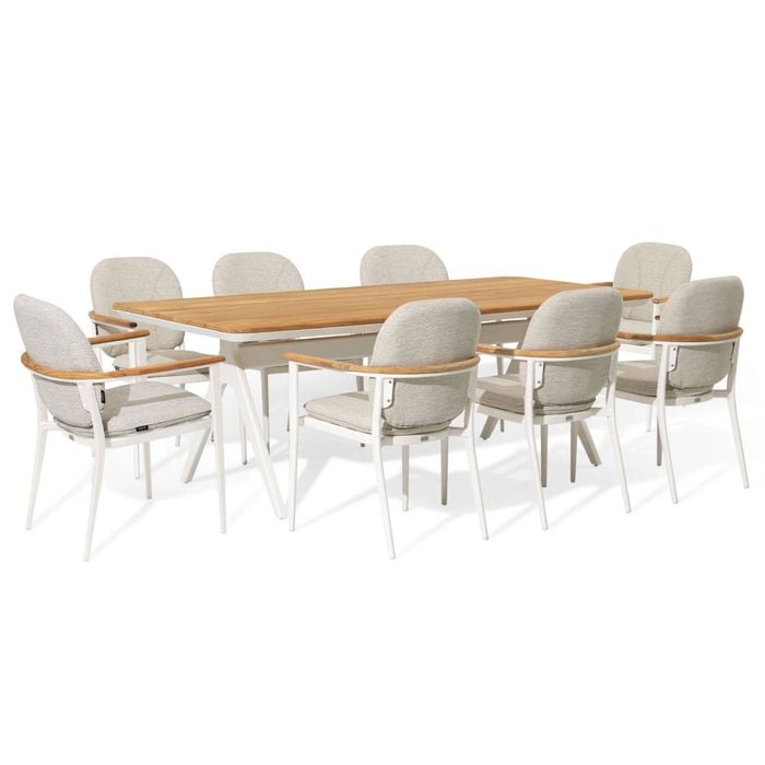 SIMPO Atlanta 9-Piece Outdoor Dining Setting - White