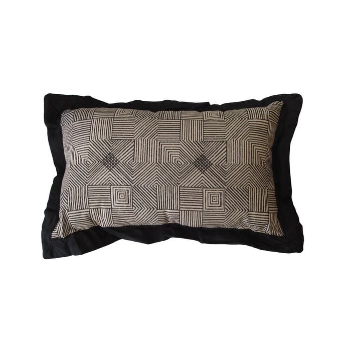 Tribal Black Oblong Filled Cushion 30 x 50 cm