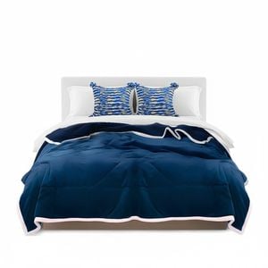SOGA Home & Living Bundle – 2 Deep Sea Blue Gradient Pillow & Navy Blue Cozy Flannel Blanket