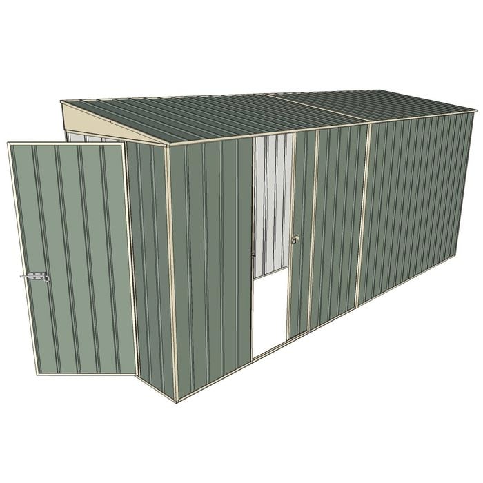 Build-A-Shed 1.2 x 4.5 x 2.0m Tunnel Shed Tunnel Hinged Door with 1 Sliding Side Door - Green