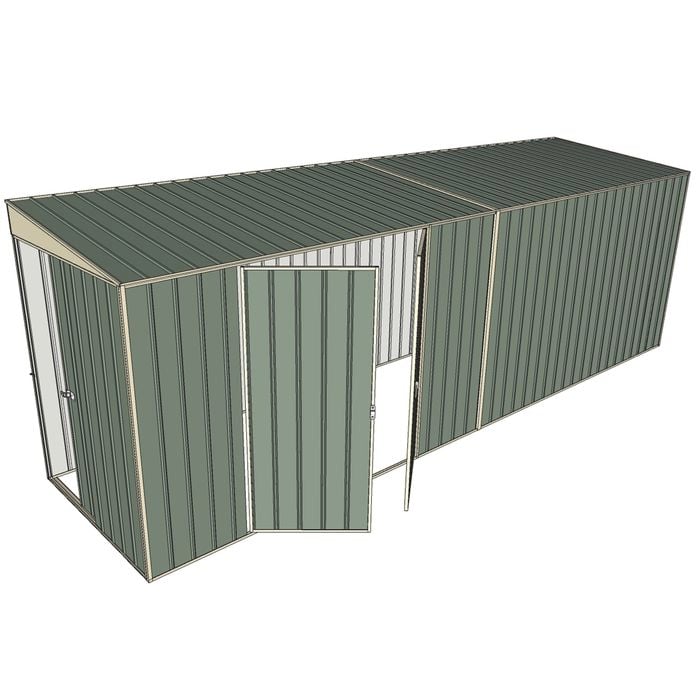 Build-a-Shed 1.5 x 6 x 2m Skillion Double Hinged Side Doors Shed - Green