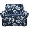 Smarcute 1 Seater Stretch Floral Pattern 2 Pieces Seperated Sofa Covers Navy
