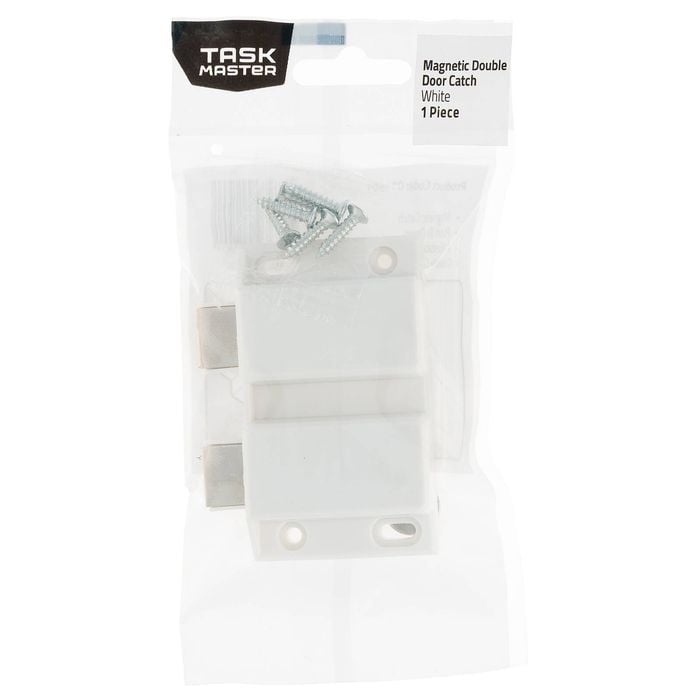 Taskmaster 67mm White Magnetic Push To Open Double Door Catch