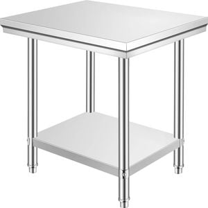 Vevor 90x60x80cm Commercial Work Food Prep Table Silver Stainless Steel Kitchen Bench
