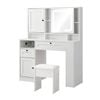 Oikiture Dressing Table Stool Set Led Mirror Makeup Desk With Charging Station
