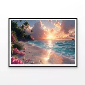 Sunny Beach with Flowers  Print 100% Australian Made 120x90cm  (Poster)